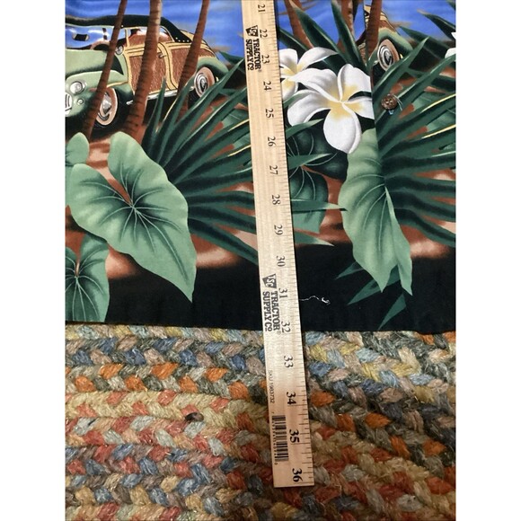 RJC Men’s Vtg Hawaiian Shirt 2XL Blue White Station Wagon Cars Aloha Pocket - Picture 15 of 16